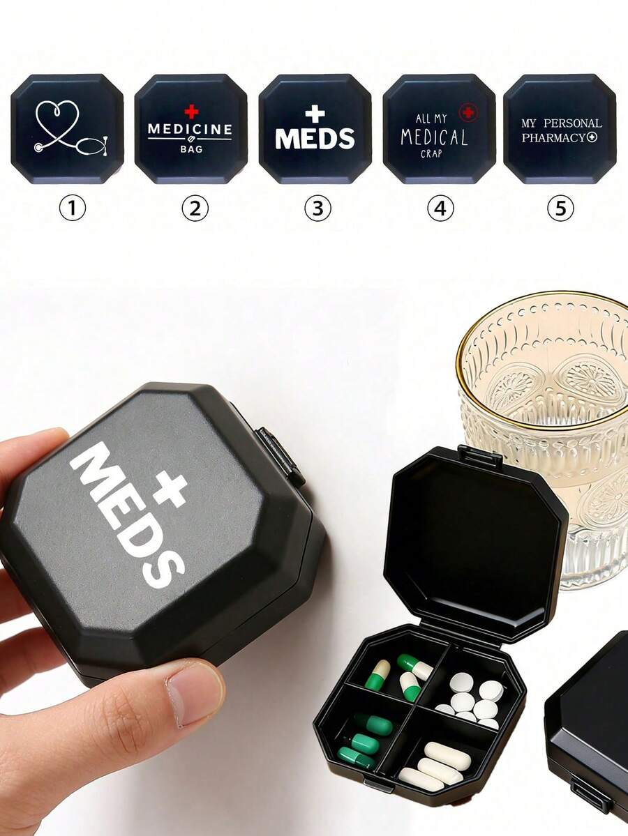 六格便携式药盒,胶囊收纳盒,旅行用药盒,每日维生素容器 - 小巧的每周药盒,适合家庭、办公室、旅行、户外徒步、老年人、成人、旅行者、病人使用 - 防漏透明药盒,迷你药盒 - 多色 - 查看 1