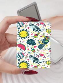 1PC Cartoon Graffiti Series Portable Vanity Mirror, Foldable Lightweight Ultra-Thin Convenient Hand Mirror, Durable PU Leather, Suitable For Multiple Scenes And All People, Rectangular Small Mirror, Pocket Mirror, Ocean Tropical Print Butterfly Pattern Design, Exquisite And Delicate, Foldable Structure, Durable And Reliable, Shockproof, Easy To Carry, Handheld Makeup Mirror, 180° Flip Cover, Multifunctional Mini Mirror - Multicolor - View 17