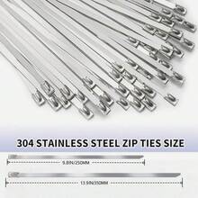 50/100入 304不鏽鋼紮帶 重型自鎖金屬束線帶 防鏽戶外用 適用於圍欄、管路、花園、汽車維修、排氣管包覆、電線捆紮與DIY專案 - B - 查看 5