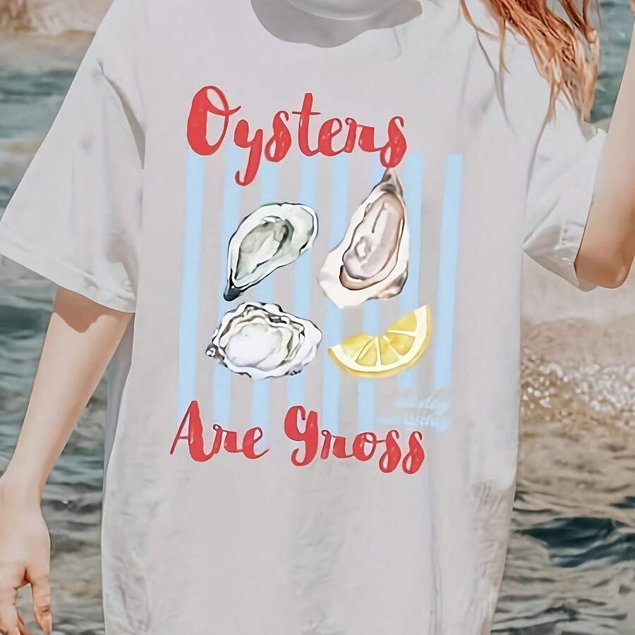 Funny Oter Club Oters Are Gross T-Shirt Oversized Uni Cotton Beach For Seafood Haters S-4XL Food Pure Black Cotton Short Sve T-Shirt Is The Best Gift For , Best , RelaT.S, Let Them - Blanco - Ver 1
