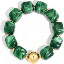 Vòng tay hạt to nhiều màu cho nữ, vòng tay acrylic vuông lớn phong cách Bohemian co giãn, phụ kiện đi biển mùa hè - Nhiều màu - Xem 7