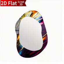 Espejo decorativo colgante de media luna con cara dorada de material de madera, decoración de pared de fondo creativo para el hogar, adecuado para decoración de pared, espejo de tocador y accesorios de fotografía - Multicolor - Ver 5
