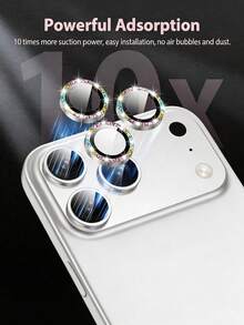 3 buah Cincin Logam Berwarna Mengkilap, Kekerasan 9H, Kaca Tempered Tahan Gores, Pelindung Lensa Kamera, Kompatibel dengan iPhone 17 Pro Max 17 Pro 17 16 Pro Max 16 Plus 16 15 Plus 15 14 Plus 14 13 12 11, Aksesori Ponsel Dekoratif Bergaya - MultiWarna - View 5