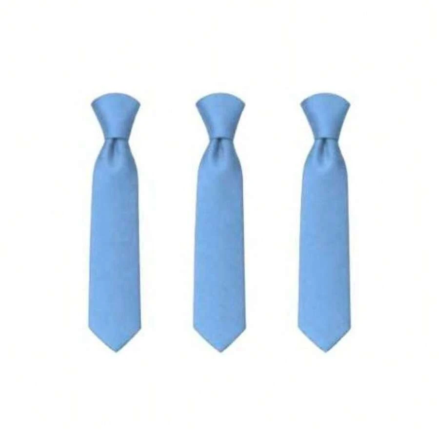 Set Of 3 Light Gray Ties For Groomsmen, Weddings, And Events - Azul Serenity - Ver 1