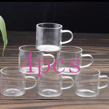 12pcs/6pcs/4pcs/2pcs 优雅咖啡杯，高端小茶杯120ml，透明玻璃和手柄，耐热耐寒，迷你马克杯，简约风格办公室茶杯，独特陶瓷杯 - 透明 - 查看 10