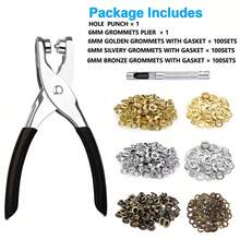 1/4" (6mm) 雞眼打孔套組附雞眼夾鉗－適用於皮革吊牌、紙藝手工、標籤、禮品袋與 DIY 配件 - 6mm - 查看 13