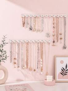 3M Acrylic Necklace Holder Wall Mount, Clear Jewelry Organizer For Necklaces, Bracelet & Earrings, No Drill Or Screw Installation, Adhesive Hanging Jewelry Rack, 3 Size Options For Bedroom, Vanity, Closet, Bathroom - View 2