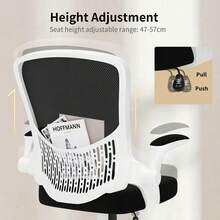 Ergonomic Mesh Office Chair With Flip Armrests And Lumbar Support - Black & White-premium - View 8