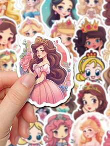 50pcs Cute Princess Stickers, Cute Fairy Tale Waterproof Vinyl Stickers, Suitable For Laptops, Water Bottles, Scrapbooks, Journals - Multicolor - View 2