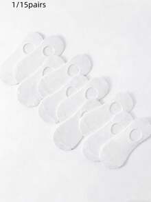 1/10/15 Pairs Women's Black, White, Gray Ankle Socks, Invisible Socks, Thin Summer Disposable Short Socks, Striped Simple Japanese Style Versatile Low-Cut Invisible Non-Slip Comfortable Breathable Sweat-Absorbent Odor-Resistant Women's Invisible Socks - Multicolor - View 1