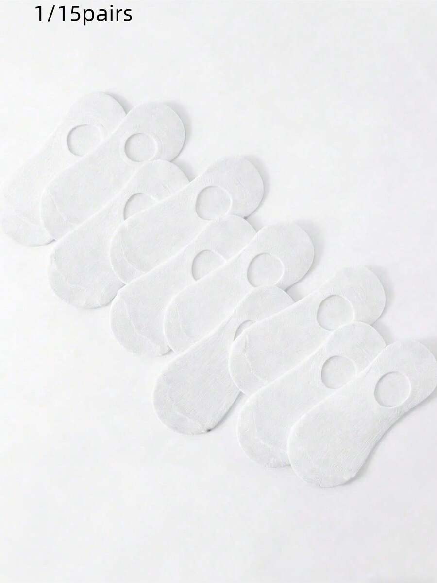 1/10/15 Pairs Women's Black, White, Gray Ankle Socks, Invisible Socks, Thin Summer Disposable Short Socks, Striped Simple Japanese Style Versatile Low-Cut Invisible Non-Slip Comfortable Breathable Sweat-Absorbent Odor-Resistant Women's Invisible Socks - Multicolor - View 1