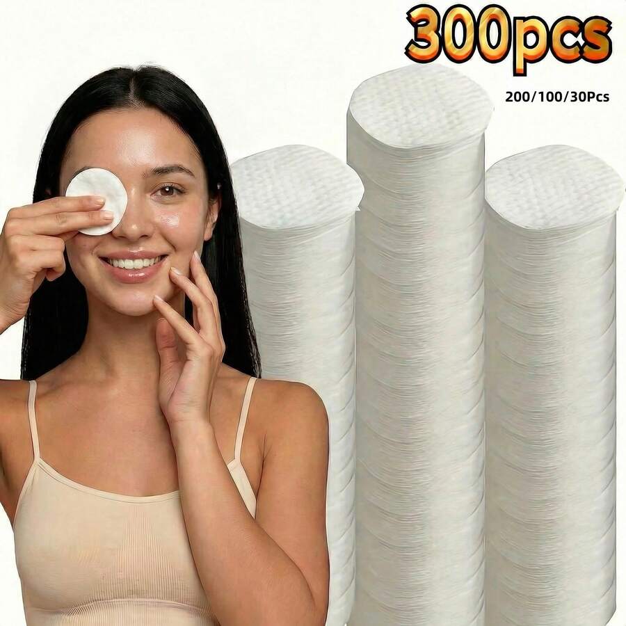 500/300/200/100/50/30pcs/Pack Premium Round Cotton Pads, For Makeup Removal And Skincare, Lint-Free Soft Facial Cotton Rounds, Suitable For Applying Toner