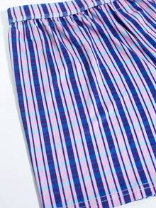 Random 3Pcs Men Underwear, Comfort Polyester Fabric, Checkered Pattern With Buttons, Elastic Waistband Multi-Color Pack, Home Essentials, Men Gift - Multicolor - View 7
