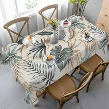1pc Morandi Tropical Palm Leaf Print Rectangular Tablecloth, Anti-Slip Wear-Resistant, Nordic Restaurant / Bohemian Home / Luxury B&B / Tropical Style Decor Essential! Polyester Material, Machine Washable, Suitable For Multiple Indoor Scenes - Multicolor - View 14