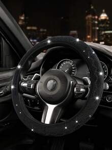 Bling Rhinestone Steering Wheel Cover - Elastic No Inner Ring Design With Plush Lining, Anti-Slip & Universal Fit For Cars, SUVs, Trucks - Fashionable Car Interior Accessory - A - View 15