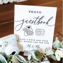 1pc Photo Guestbook Snap It Shake It Stick It Sign It Acrylic Wedding Sign, Leave A Note & Well Wishes Photo Booth Station Guest Book Lucite - Multicolor - View 4