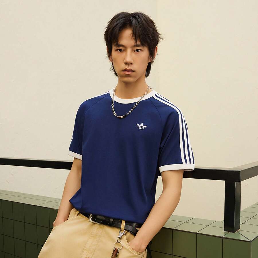 Adidas 3S TEE 純棉針織運動短袖T恤 - 寶藍色 - 查看 1