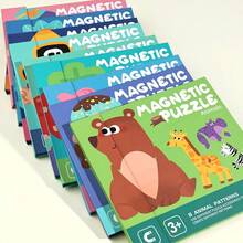 1pc Multicolor 3-In-1 Magnetic Puzzle Book, Foldable Animal Dinosaur Puzzle Game | Montessori Educational Activity | Kindergarten Fine Motor Skills Toy | Portable Travel Quiet Busy Book | Children's Cognitive Gift Toy - Multicolor - View 2