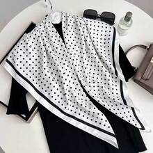 Compact Soft Multifunctional Square Scarf - Suitable For Daily Outings, Shopping, Lightweight To Tie Around Neck And Waist, Fashionable Styling - White - View 10