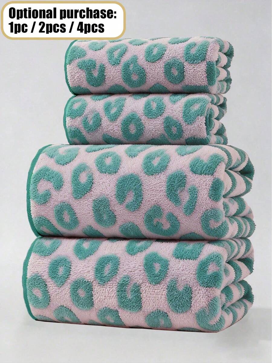 1pc&2pcs&4pcs Luxury Leopard Print Bath Towel Set - Jacquard Coral Terry Cloth, Ultra Soft Plush Towels, Ideal For Creating Bold Home Decor And Spa Ambiance - Multicolor - View 1