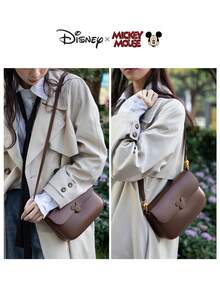 Disney 聯名時尚 PU 小方格鏈條斜挎肩背包 女款 棕色 小號 - 彩色 - 查看 13