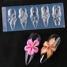 1個壓花美甲模具，透明3D花卉圖案，光滑脫模不黏貼，輕鬆打造3D花卉美甲，相容多種凝膠指甲油，適合清新春夏風格美甲DIY，初學者友善，居家美甲，美妝博主推薦，快速打造精緻壓花款式，重複使用仍保持清晰圖案，相容不同指甲形狀，輕鬆提升指甲表面優雅感 - 彩色 - 查看 9