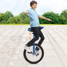 16 Inch Height Adjustable Outdoor Unicycle, Premium Single Wheel Cycling Gear, Ergonomic Design For Balance Training, Suitable For Teenagers, Adults, Daily Outdoor Sports And Leisure Riding - Blue - View 2