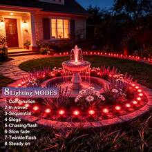 30Pcs Small Solar LED Pathway Lights Outdoor, 32Ft/10M,8 Modes, Solar Garden Lights Waterproof, Multi Color Landscape Stake Lights, In-Ground Yard Lawn Walkway Lights For Patio Backyard Camping Party Garden Decor - Đèn đỏ - Xem 7