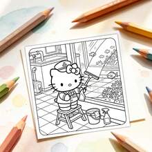SANRIO GDTME HELLO KITTY 水族館：1本兒童與青少年著色本，可愛 Hello Kitty 水族館主題線條藝術，120gsm 厚紙，24頁，舒壓著色頁，適合作為禮物、派對、居家裝飾和家庭活動 - 填色書 - 查看 5