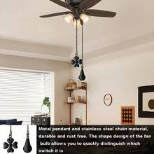 4pcs/2pcs Floral Alloy Ceiling Fan Pull Chain Decor Vintage Style Pull Chain Pendant Extender 13 Inch Lighting Ceiling Fan Beads Spherical Pull Chain Extender Decor With DIY Connector - Four-leaf Clover + Light Bulb - View 11