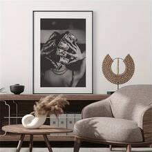 1pc Woman With Money On Head Print, Luxury Fashion Black And White Wall Art, Suitable For Room Living Room Office Bathroom Kitchen Corridor Western Fashion Home Decor, Room Accessories It Is The Perfect Gift For Him/Her Friend Gift, - A - View 6
