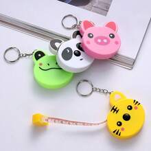 1pc Portable Keychain Cartoon Tape Measure, Animal Tape Measure, Double-Sided Scale Measuring Ruler, Automatic Retractable Leather Tape Measure - A - View 5