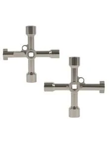 1pc 4-In-1 Multi-Function Key Wrench, Zinc Alloy Cross/Triangle/Hexagon Wrench, Universal Tool For Elevator, Electrical Cabinet, Water Meter Valve And Industrial Maintenance - A - View 2