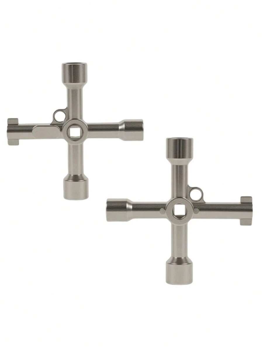 1pc 4-In-1 Multi-Function Key Wrench, Zinc Alloy Cross/Triangle/Hexagon Wrench, Universal Tool For Elevator, Electrical Cabinet, Water Meter Valve And Industrial Maintenance