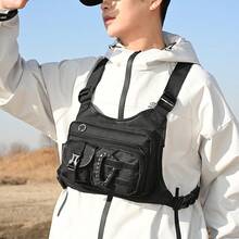 Oxford Cloth Men's Chest Bag Vest Backpack With Adjustable Shoulder Strap, Multiple Pockets, Perfect For Running, Hiking, Sports And Exercise, Secure Storage Compartment, Reflective For Night Safety - Multicolor - View 3