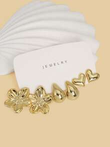 Set Anting-Anting Fashion Warna Emas 6-18 Buah, Bergaya & Elegan, Cocok untuk Pemakaian Sehari-hari, Pesta, dan Acara. - Emas - View 13