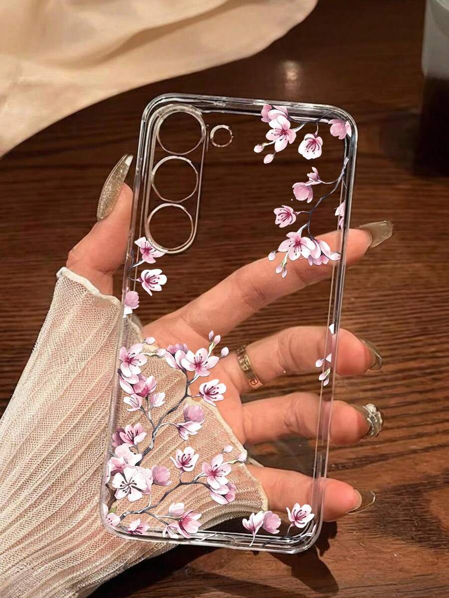 1個頂級鮮豔梅花軟手機保護殼，適用於華為、榮耀、Galaxy A04e/12/A13/A14/A34/A50/A52/A53/A54/S21/S22/S23/S24/S25/S25Ultra/S25FE/S26/S26 PLUS/S26 ULTRA/S26 EDGE/ 6A/7A/8A/ 12T/13T/15T/15 TPRO，[國際版非本地版] - 無色 - 查看 1