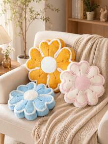 Flower Shaped Decorative Throw Pillow, Suitable For Bed And Sofa, Cute Flower Plush Throw Pillow, Home Decor Floor Pillow Cushion, Housewarming Gift - White Powder Core - View 4
