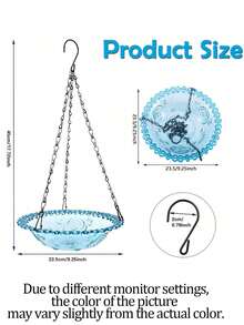 1pc Hanging Bird Feeder, Available In Four Colors, Three-In-One Function For Feeding, Watering, And Bathing, Features A Metal Chain With Adjustable Hook For Long-Lasting Durability, Anti-Spill Design, Suitable For Courtyards, Gardens - Conventional - View 9
