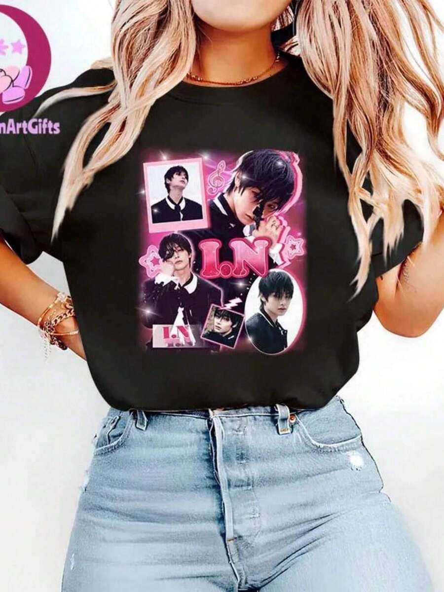 Retro I.N. Stray Kid Do It T-Shirt, Stray Kid T-Shirt, Graphic Era Do It T-Shirt, Concert Outfit, I.N. Bias, Women's T-Shirt - 黑色 - 查看 1