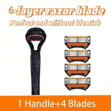 Men's 6-Layer Razor Set, Includes 24/20/16/12/8/4 Reusable Blades - Comfortable And Smooth Shaving Tool - Multicolor - View 4
