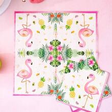50 servilletas de flamenco, decoraciones de hawaiana, servilletas de papel rosa Luau, plegables decorativas desechables para almuerzo, cena, piscina, regalos de cumpleaos - Flamenco - Ver 5