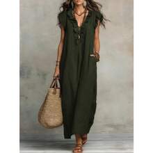 2026 European And American Spring And Summer New Bohemian Flying Sleeves And Ground Length - Olive Green - View 1