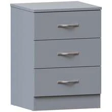Home Discount Vida Designs Riano 3 Drawer Bedside Chest Cabinet Table Nightstand Bedroom Furniture Silver Handles Display Storage Unit - Grey - Grey - View 2