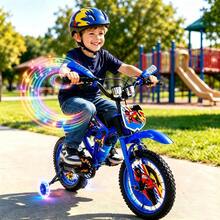 Bicicleta Realista Tipo Moto Para Niños R16 Rodada Con Casco - Azul - Ver 9