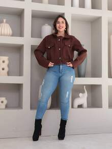 Victoria Women's Coat, La Batida Jacket With Buttons, Long Sleeves, Autumn/Winter - Coffee Brown - View 1