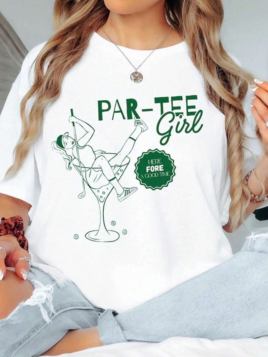 1 pieza Camiseta de Golf Par Then Bar, Camiseta de Golf para Mujer, Ropa de Golf, para Viajes de Chicas y Despedidas de Soltera, 180g Algodón 100% - Blanco 4 - Ver 1