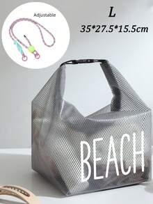 大容量多功能防水PVC收納袋，印有「Beach」文字，抽繩設計，可手提或肩背，適用於游泳、健身、海灘、潛水、夏季度假及日常使用。輕巧便攜，防水防濺效果佳，容量充足，可收納化妝品、盥洗用品、毛巾、泳衣、運動服等，女性教師的理想禮物，郵輪旅行必備 - 彩色 - 查看 14
