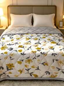 1pc Ultra Soft & Breathable Quilt - Lightweight All-Season Bedding, Modern Floral Plaid Pattern, 100% Polyester, Machine Washable, Suitable For Single/Double Bed, Hotel, Camping & Home Decor, Luxury Hotel Bedding | Modern Quilted Design | Embossed, Autumn Decor, Room Decor - Multicolor - View 9