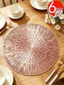 2/12 peças Jogo Americano Redondo de 15" com Padrão de Fogos de Artifício em Folha de Ouro, Material (PVC), Design Vazado com Estampa Dourada, à Prova d'Água, Lavável, Fácil de Limpar, Antiderrapante, Resistente ao Calor, para Decoração de Ambiente, Mesa de Jantar, Decoração Doméstica, Adequado para Feriados, Festas, Aniversários, Casamentos e Jantares - Multicolorido - Visão 18